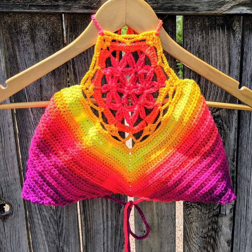 Handmade Flower of Life Crop Top